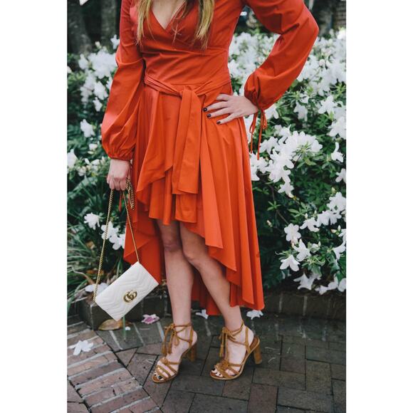 Caroline Constas Red Lena Wrap Ruffle High-Low Dress Size XS – $695 Retail - Picture 10 of 10